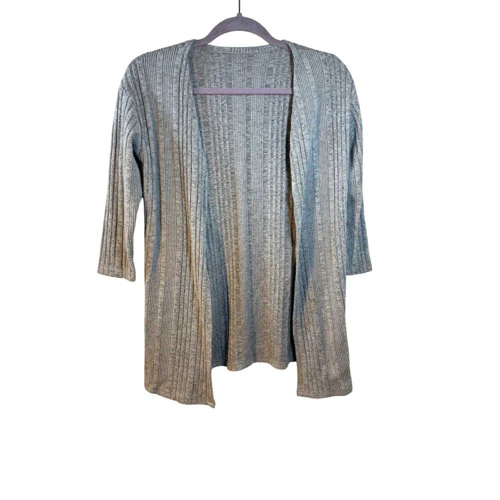 SHEIN Kids‎ Girls Grey Ribbed Open Front Cardigan Sweater Size 7Y JIT7906705